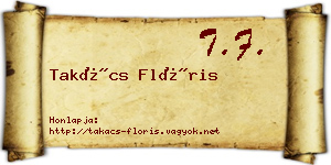 Takács Flóris névjegykártya